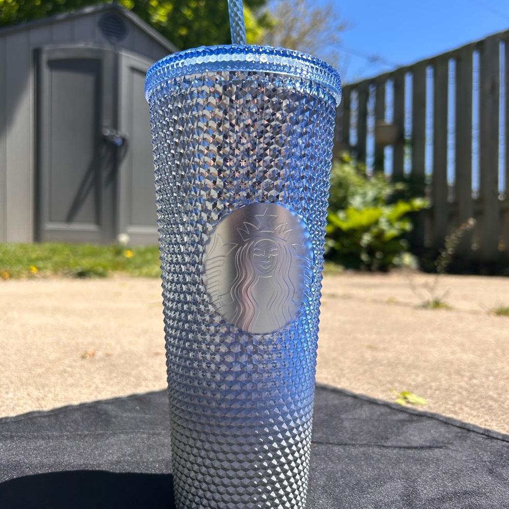 Starbucks Icicle Blue to Silver Ombré Studded Tumbler
